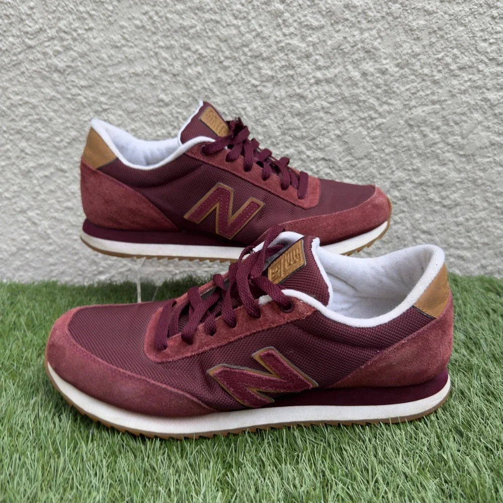 New Balance 501 Ripple Sole Burgundy Tan Gum Sneakers MZ501AAB Mens Size 10.5 US
